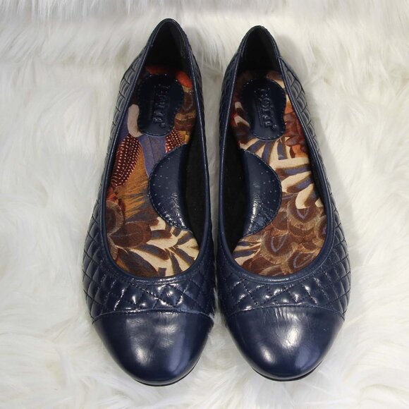 Born B73434 VBED14 Ballet Flat Womens Sz 10 EU 42 Navy Quilted Cap Toe Leather - Picture 5 of 15